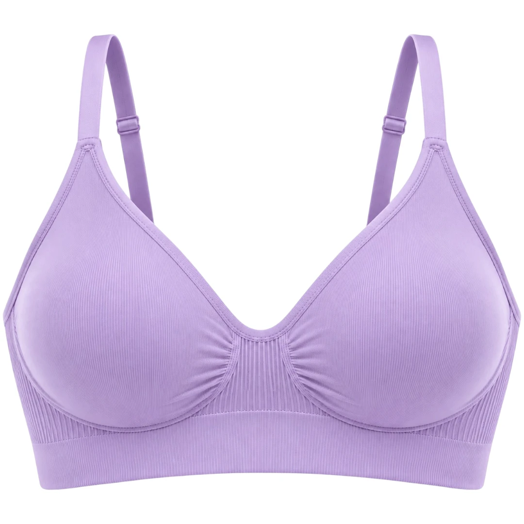 Wris Women's Lavender Seamless Wireless Everyday Comfort Bralette Bra