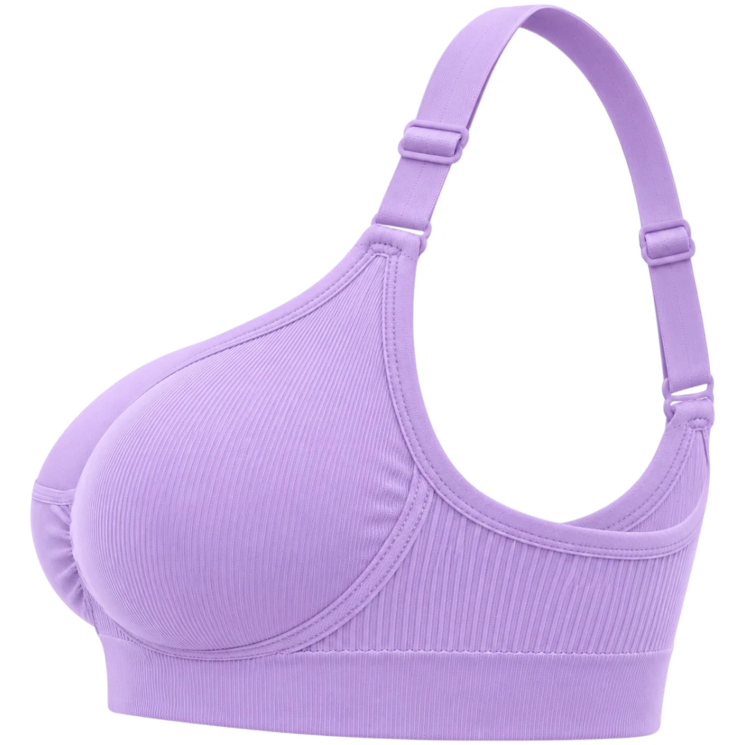 Wris Women's Lavender Seamless Wireless Everyday Comfort Bralette Bra