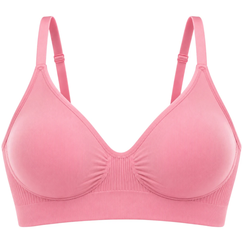 Wris Women's Pink Seamless Wireless Everyday Comfort Bralette Bra