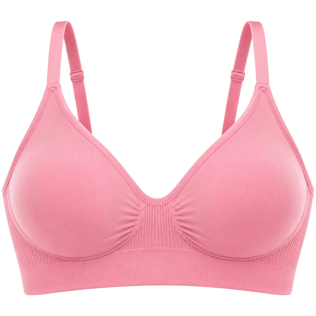 Wris Women's Pink Seamless Wireless Everyday Comfort Bralette Bra