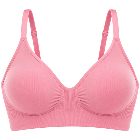 Wris Women's Pink Seamless Wireless Everyday Comfort Bralette Bra