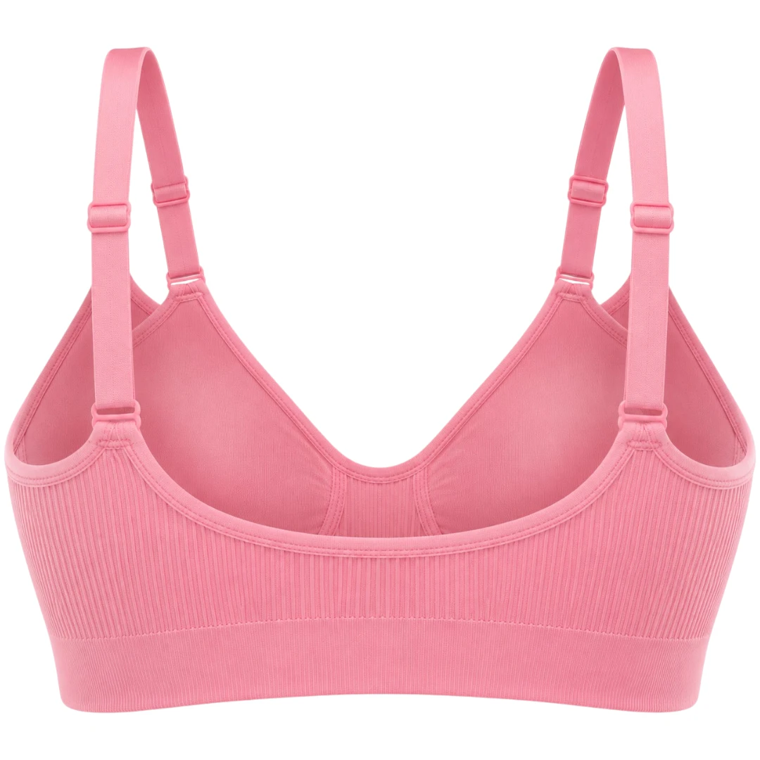 Wris Women's Pink Seamless Wireless Everyday Comfort Bralette Bra