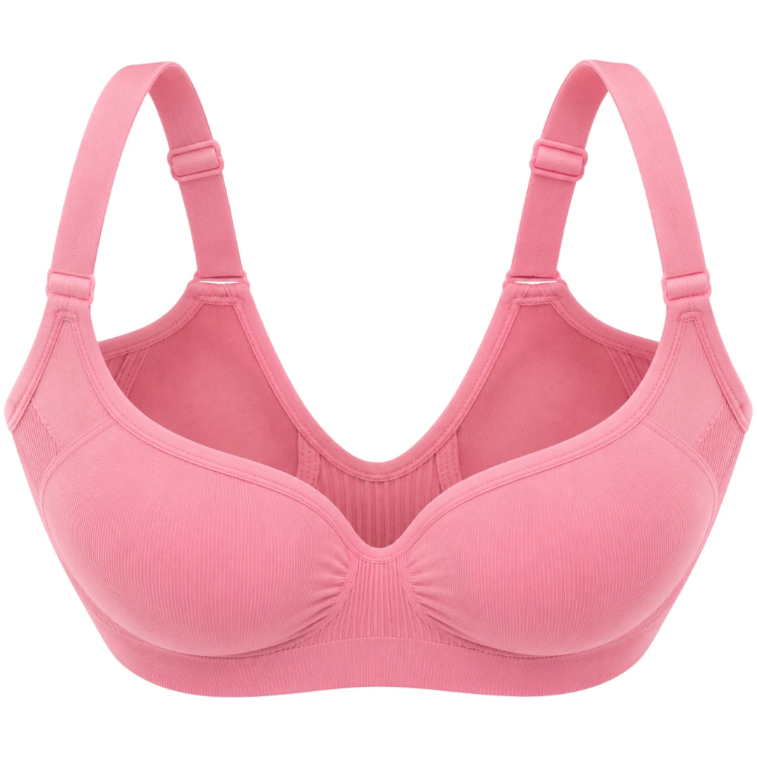 Wris Women's Pink Seamless Wireless Everyday Comfort Bralette Bra