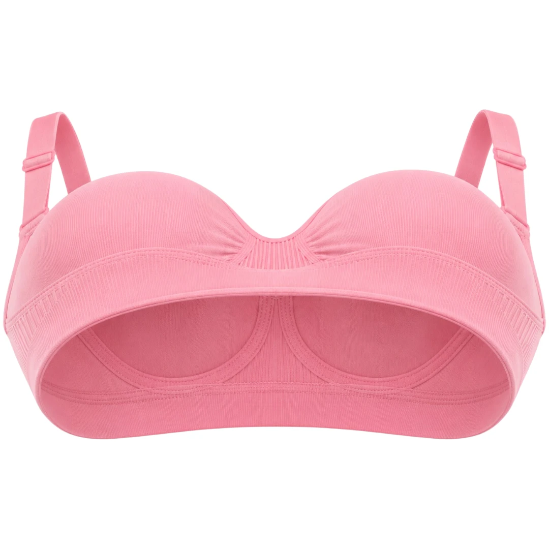 Wris Women's Pink Seamless Wireless Everyday Comfort Bralette Bra
