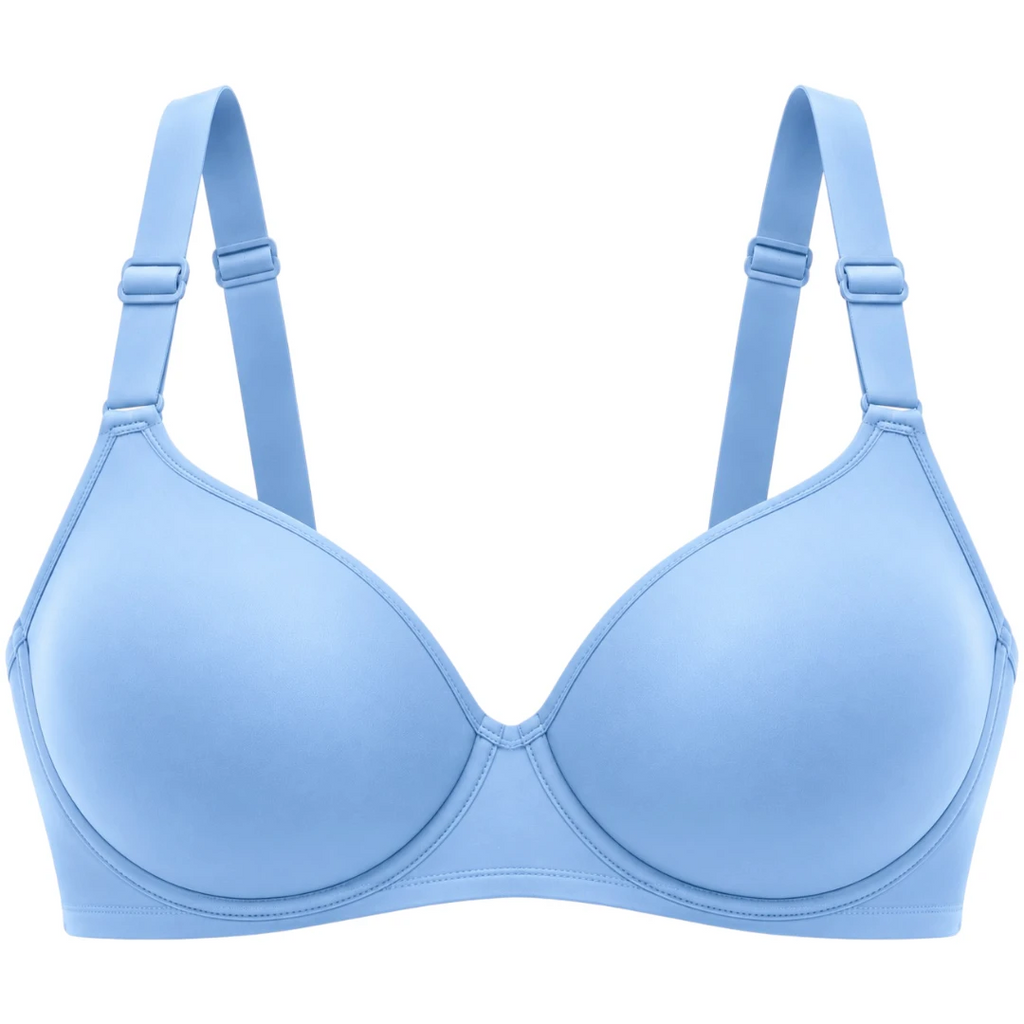 Wris Women's Light Blue Smooth Molded-Cup Everyday T-Shirt Bra