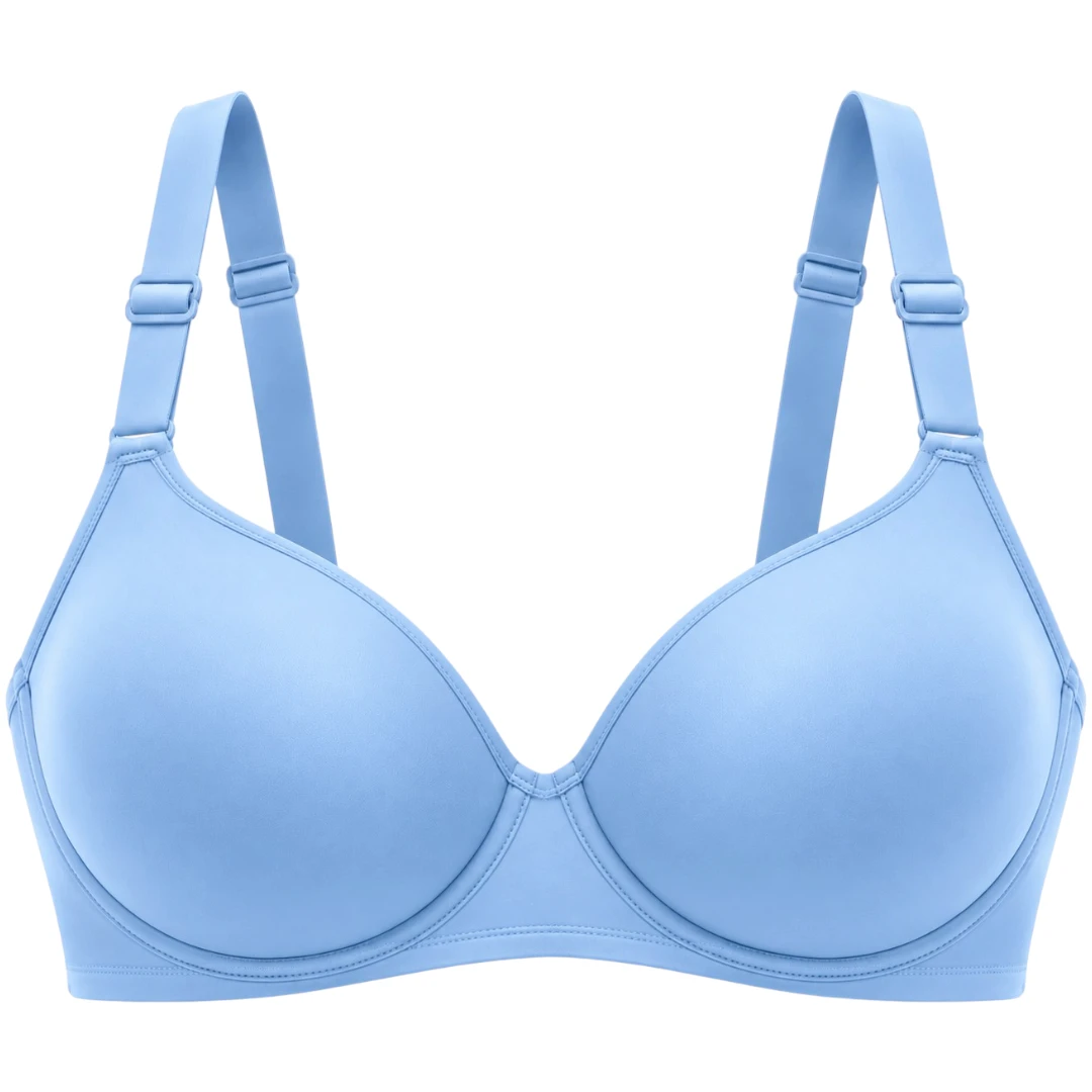 Wris Women's Light Blue Smooth Molded-Cup Everyday T-Shirt Bra