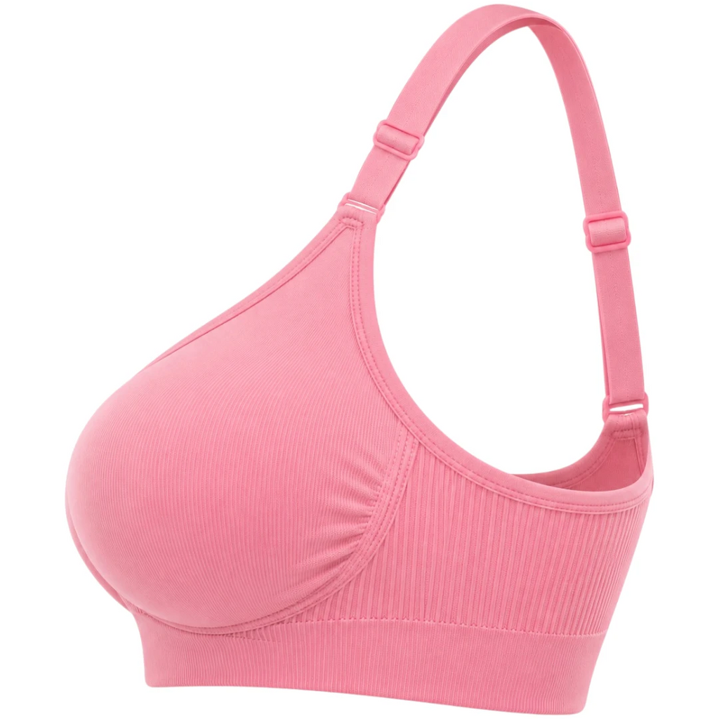 Wris Women's Pink Seamless Wireless Everyday Comfort Bralette Bra
