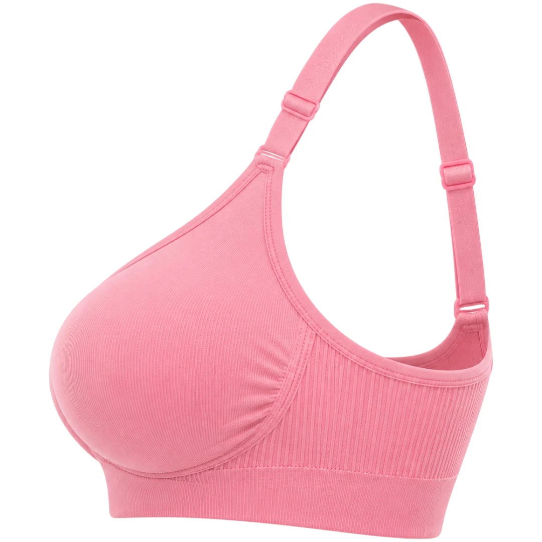 Wris Women's Pink Seamless Wireless Everyday Comfort Bralette Bra